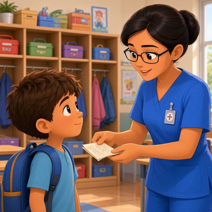 School bag with a kind note